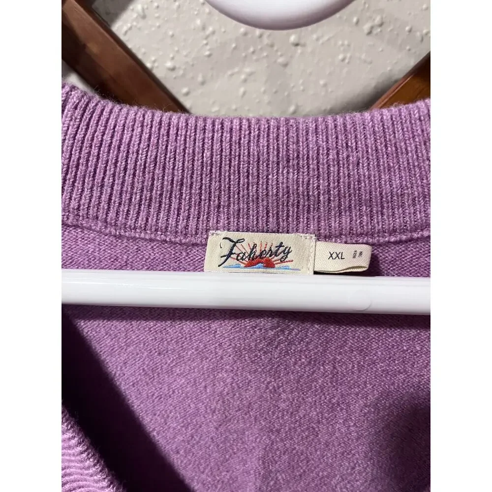 Faherty Cardigan Sweater Women's 2X Purple Lilac Jackson V-Neck Button Knit - Picture 4 of 4